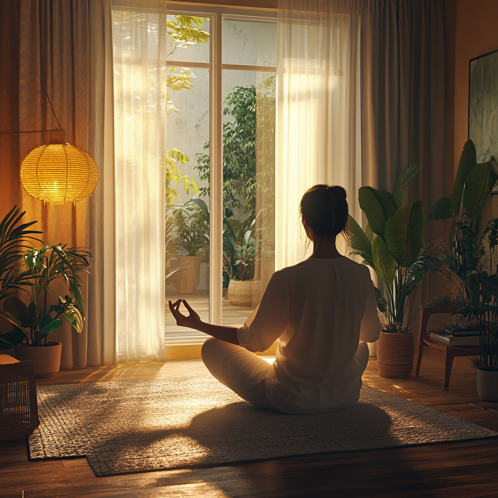 Cancer patient practicing yoga as a complementary therapy